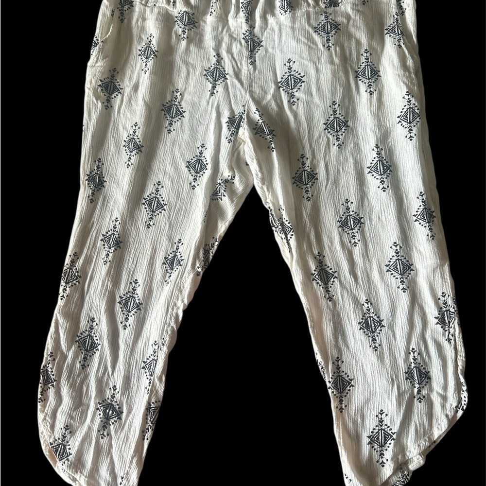 Free People Cream and Black Patterned Pants